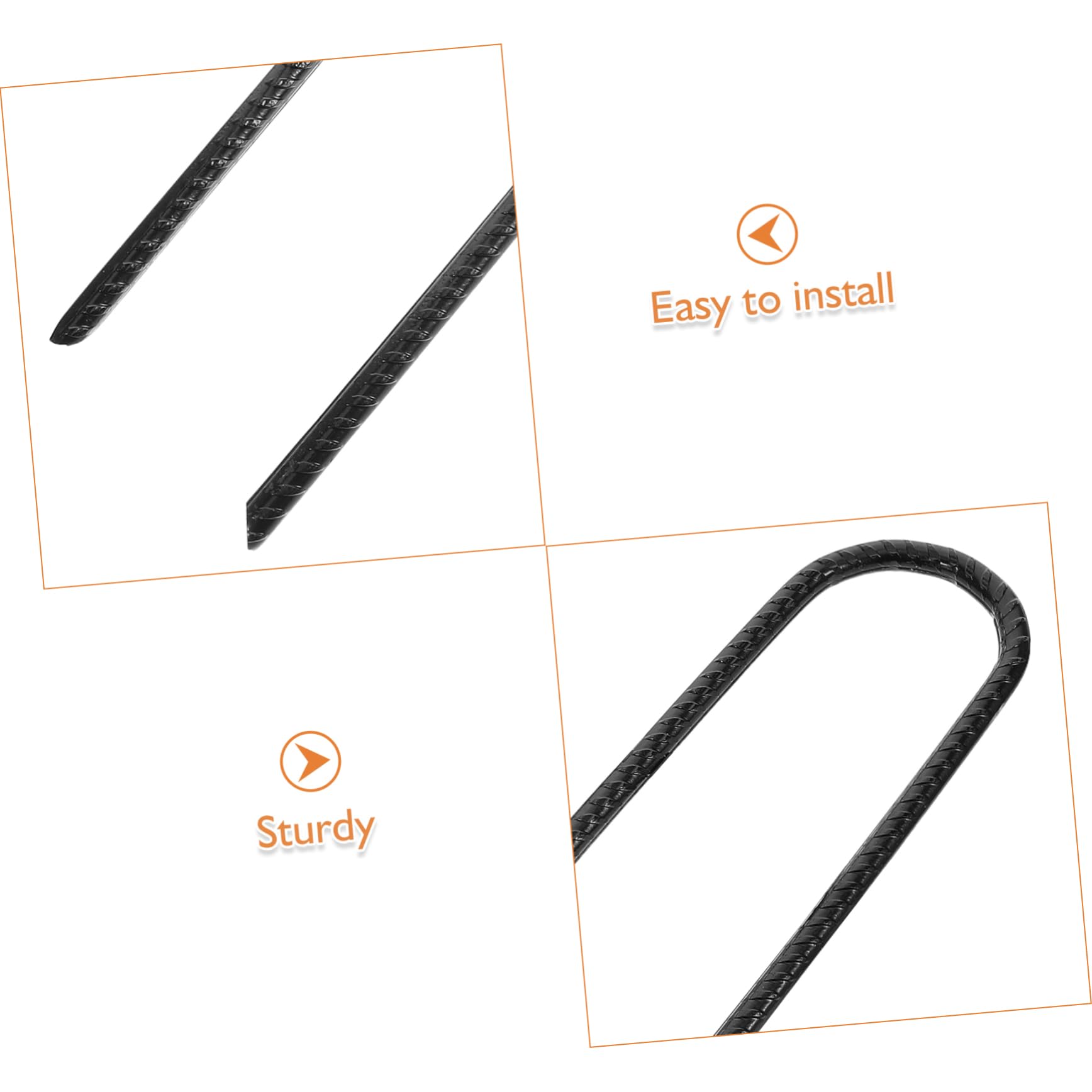 Piquets D’ancrage au Sol en Acier Noir 4 Pcs pour Tente | Usage Camping et Projets Extérieurs, Pointe Affûtée, Installation Facile, Lot de 4 Pièces