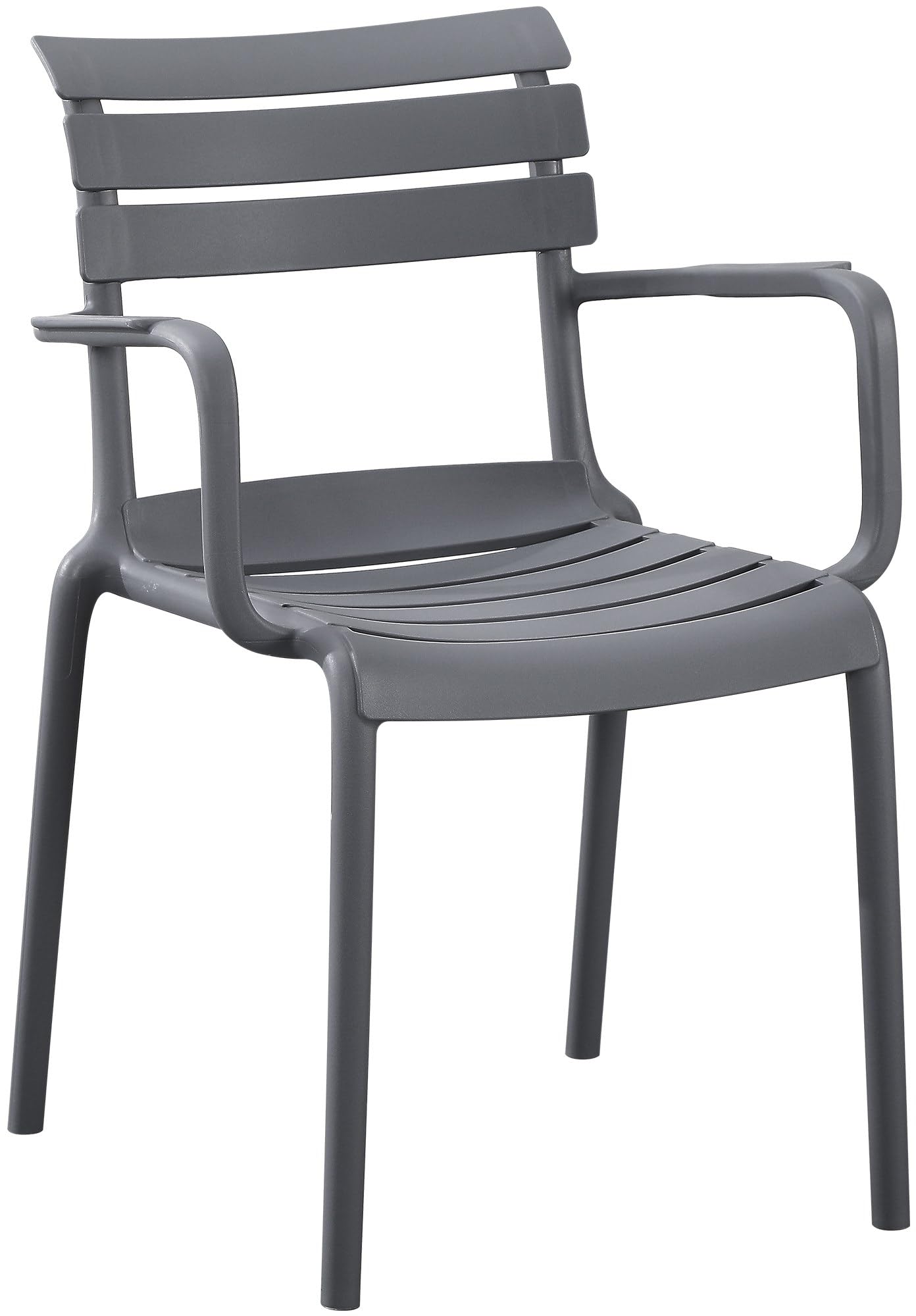 CLP Silla de Jardin apilable con reposabrazos Joliya, Silla de Exterior de Polipropileno Resistente a la Intemperie y a los Rayos UV Color:Gris Oscuro