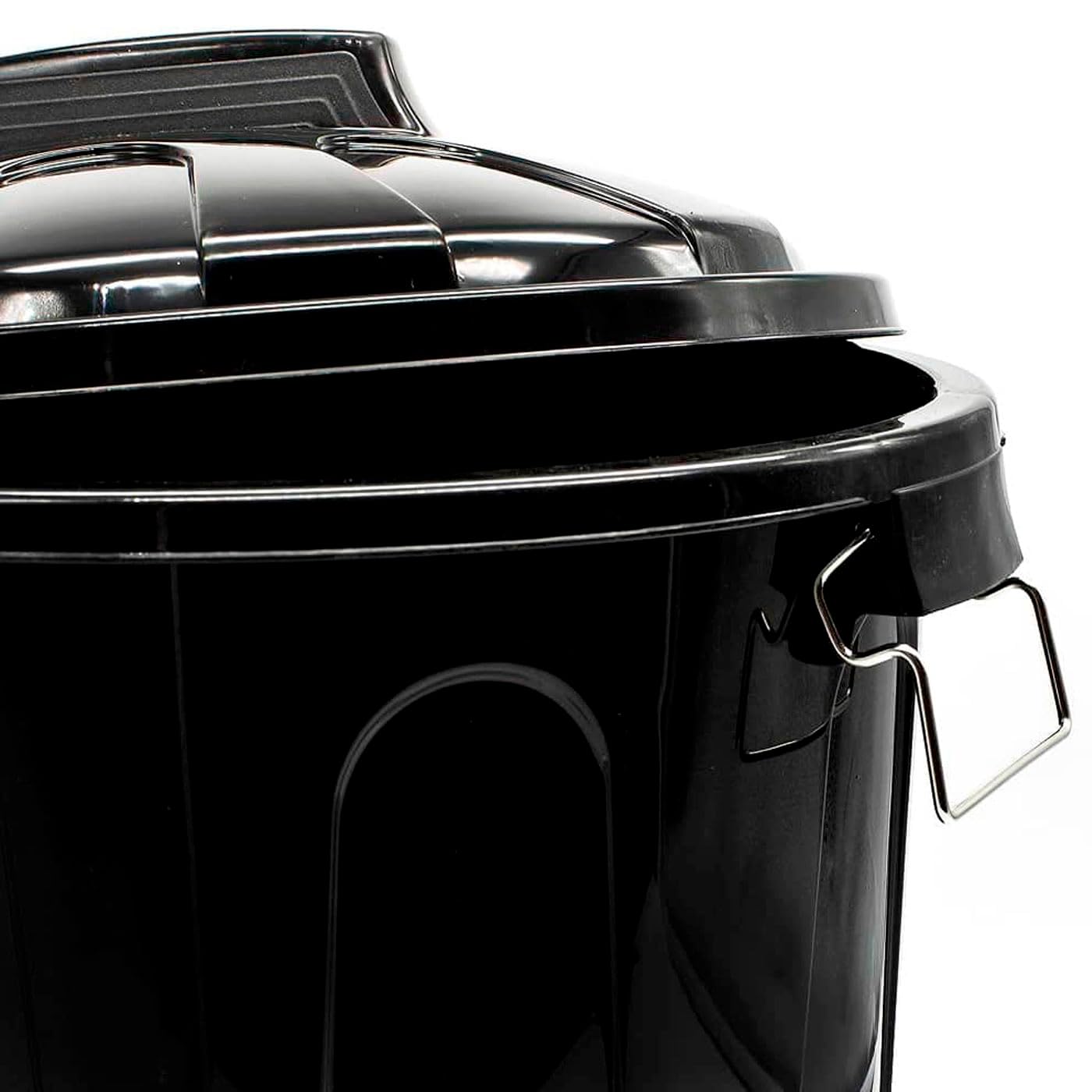 AC - Cubo de Basura con asa metálica 100 L - Cubo basura para exterior e interior - Cubo de almacenaje - Fabricado en plástico - Ideal para el hogar, trabajo, hostelería, etc - Color Negro