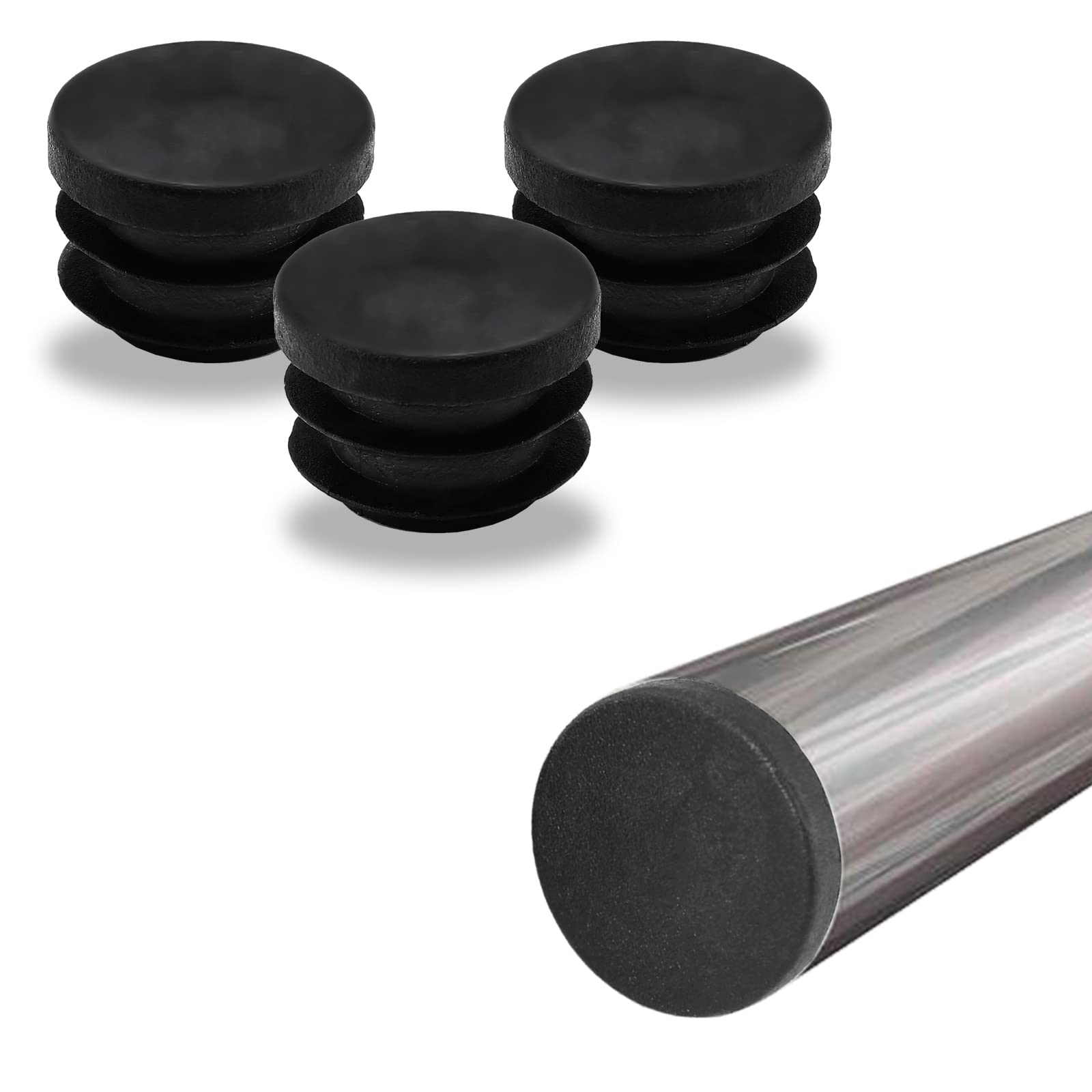 Biaungdo 12 Pcs 3/4 inch Round Plastic Hole Plug, Black Tubing End Cap Table Chair Legs Tubing Glide End Insert Plug Cap Cover(19mm)