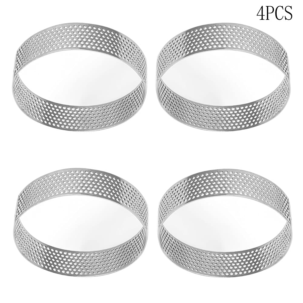 UTHCLO Set 4 Anelli per Torte Mousse Rotondi in Acciaio Inox 304 Mini Stampo per Biscotti e Pasticceria, Strumenti da Cucina per Dolci e Dessert