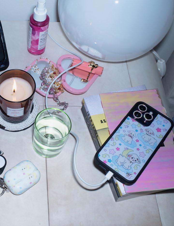 Wildflower Cases - Compatible with iPhone 11 | Protective Black Bumper, 6.5ft Drop Test Certified, Women Owned Small Business | White, Pink, Lambs, Stars, Trendy, Moon | Lullaby Lambs