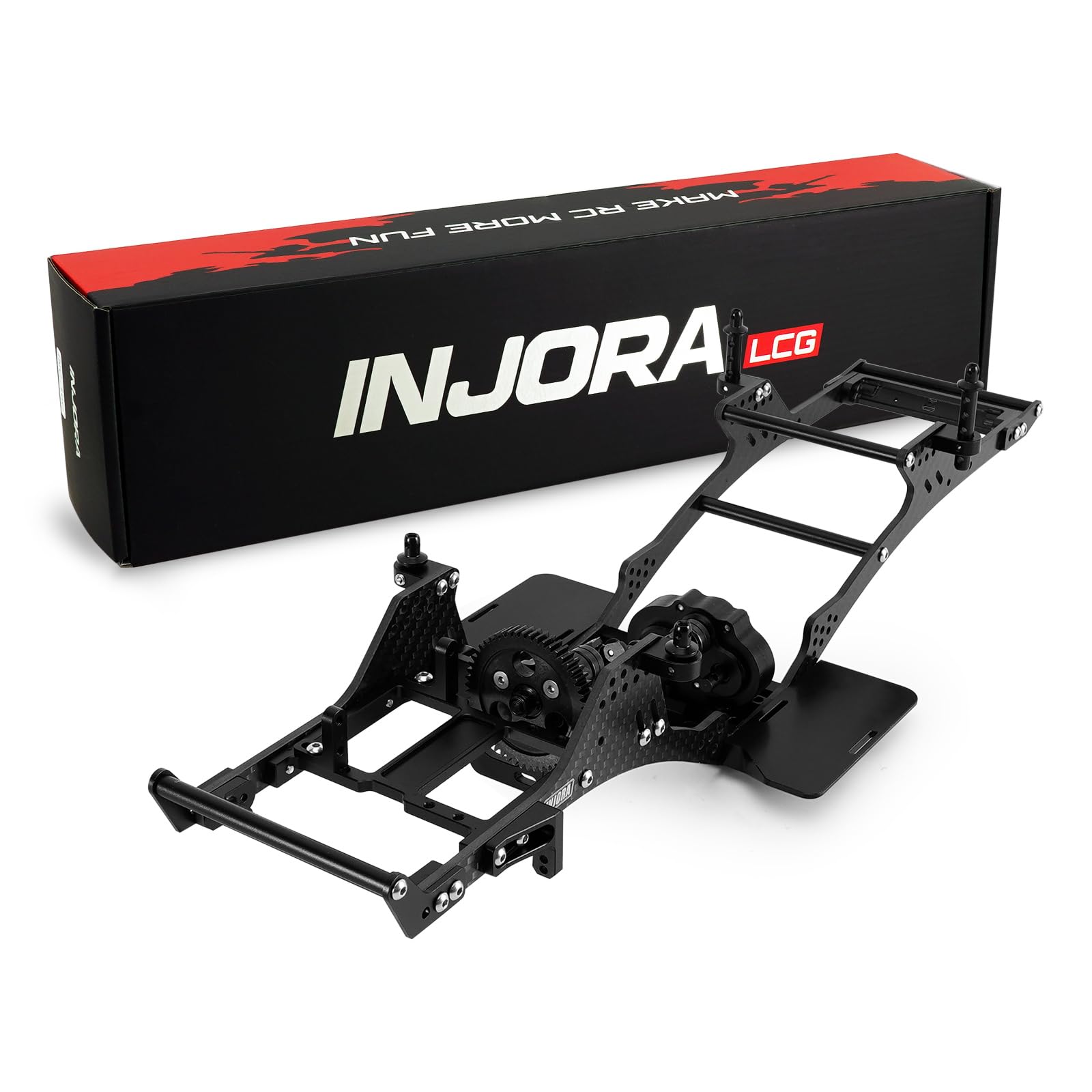 INJORA Front Transmission LCG Carbon Chassis Kit for 1/10 Crawlers