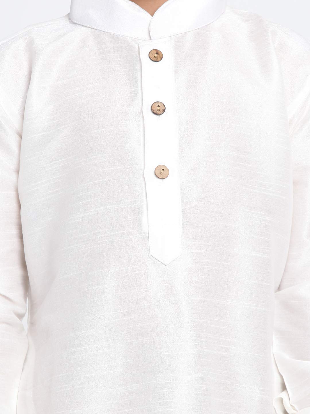 Vastramay Boys White Rose Gold Silk Blend Kurta Dhoti Set For Independence Day - Traditional Ethnic Wear