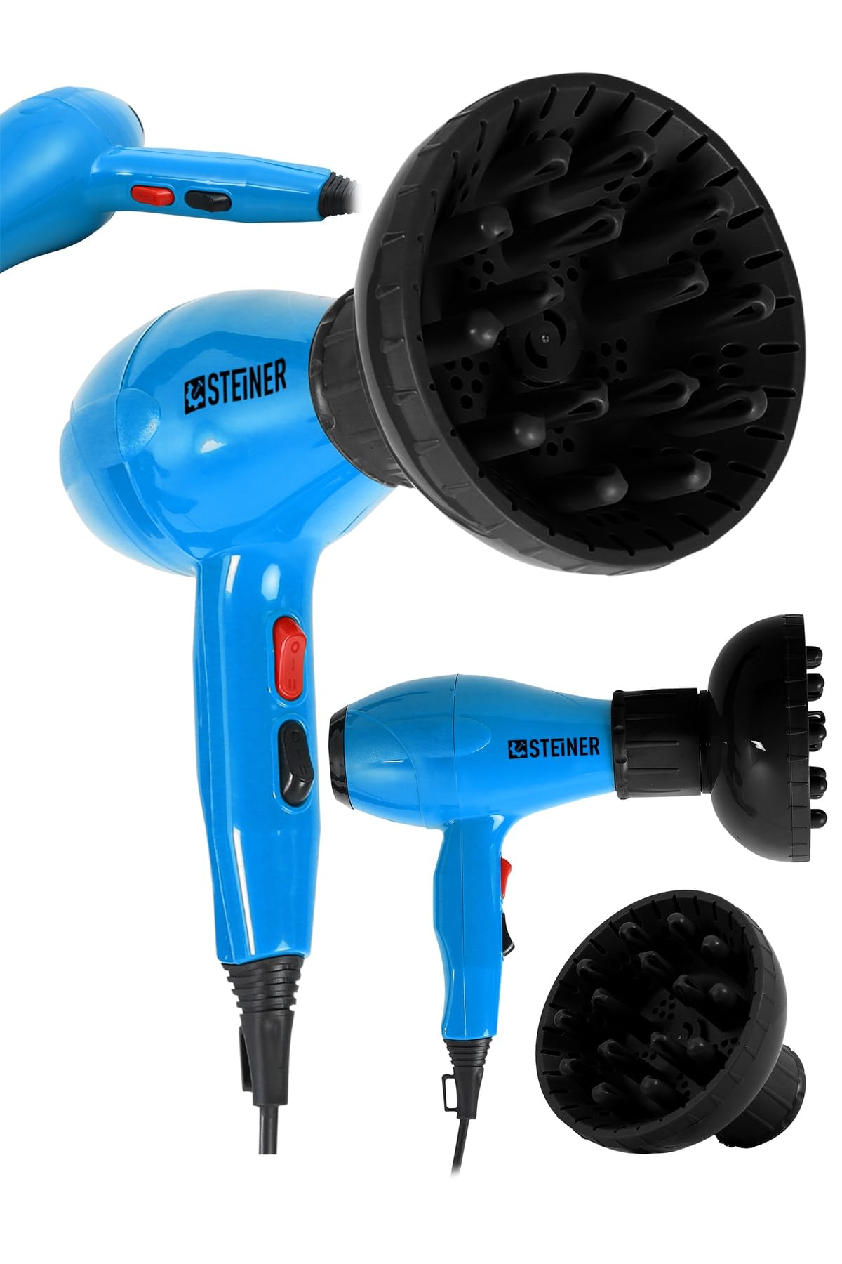 Steiner Alman 3400 Watt Ac Motor Saç Kurutma Makinesi Professional Fön Makinesi + Difüzör + 2 Adet Başlık