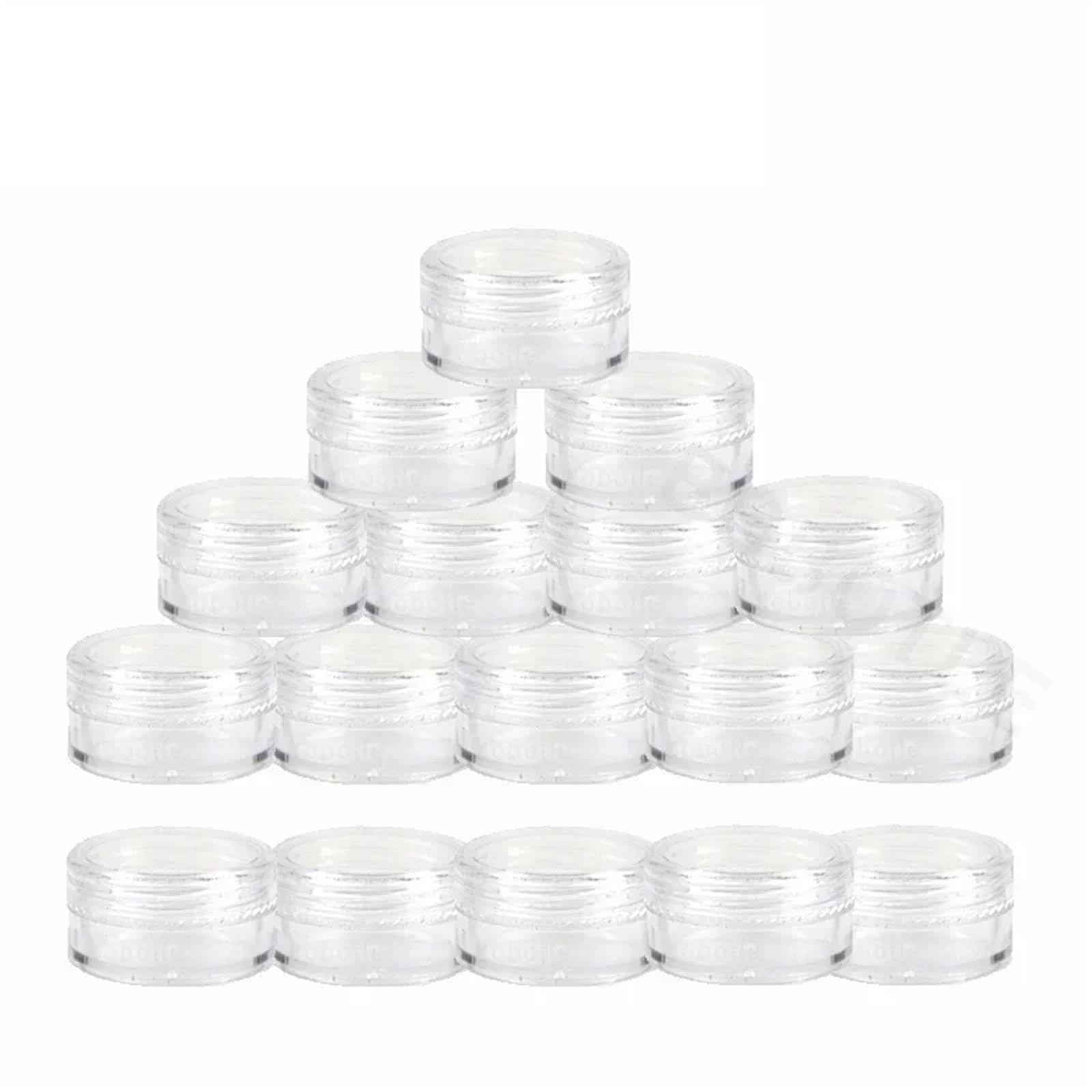 Travel Size Jars 100pcs 2-10g Transparent Plastic Cosmetic Jars for Eyeshadow Cream Lip Balm Samples(10g 100pcs)