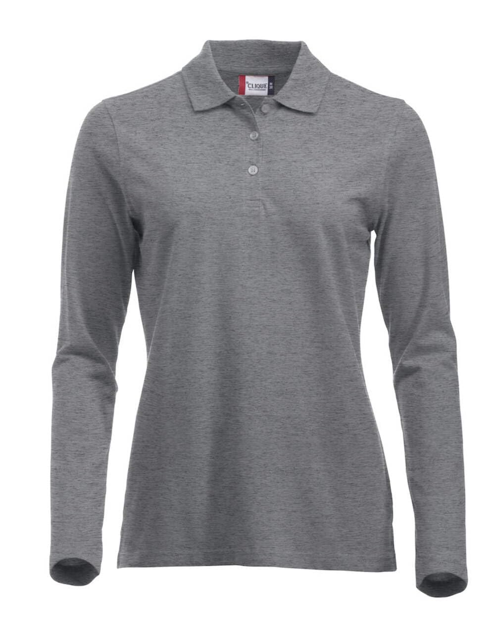CliQue Women's Clique Classic Long Sleeved Womens Marion Polo Shirt, Grey (Grey Melange), XS UK