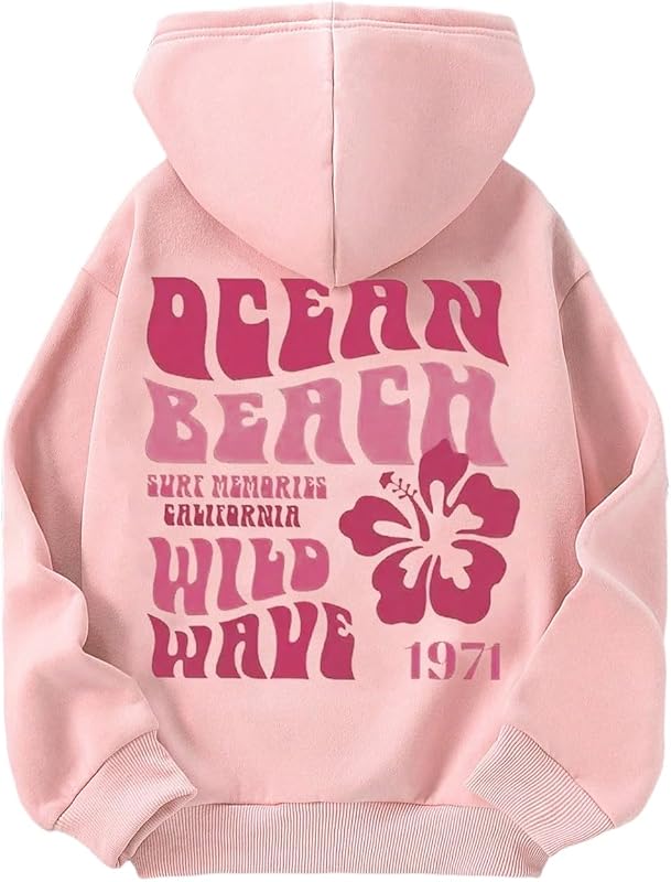 COZYEASE Girl's Floral Graphic Hoodie Long Sleeve Sweatshirt Pullovers | Hooded Neck with Pocket, Girls Hoodies Size 10-12, Cute Sweatshirt, Hoodies for Girls, Fall