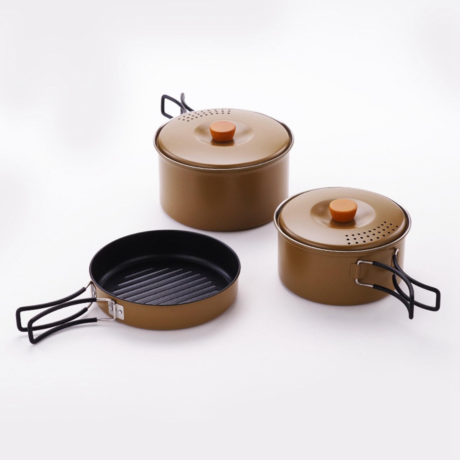 Set di pentole e padelle portatili da campeggio con peso leggero per gli appassionati di escursionismo e pesca, che garantisce una lunga durata per pentole, padelle, bollitori, pesca, viaggi