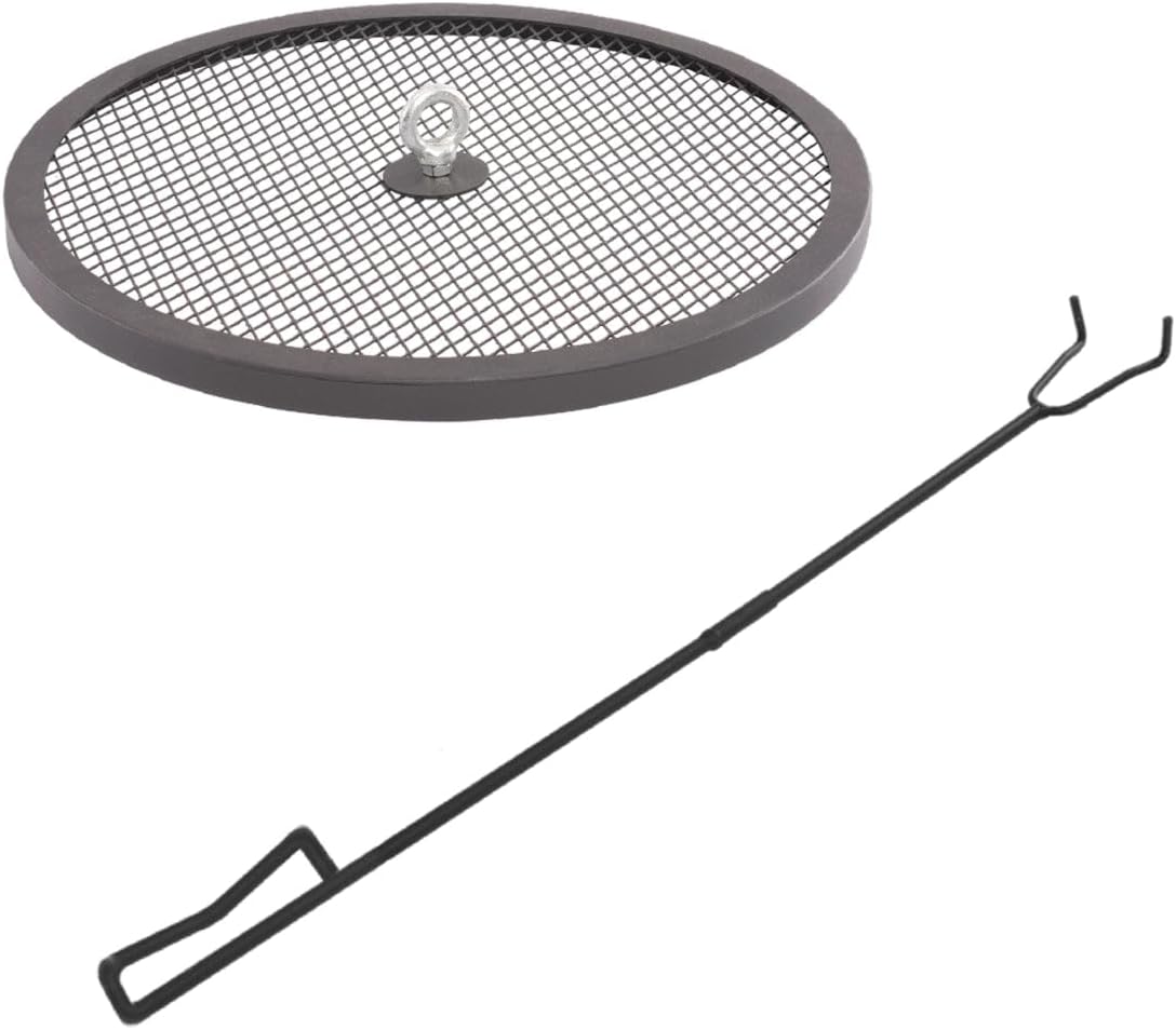 Blue Sky Outdoor Living Round Flat Spark Screen and Screen Lift for Ridge Portable Fire Pit, Black