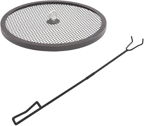 Blue Sky Outdoor Living Pantalla de chispa plana redonda y elevador de pantalla para hoguera portátil Ridge, color negro