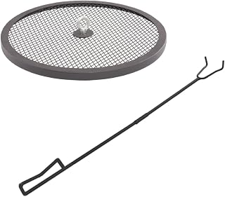 Blue Sky Outdoor Living Round Flat Spark Screen and Screen Lift for Ridge Portable Fire Pit, Black
