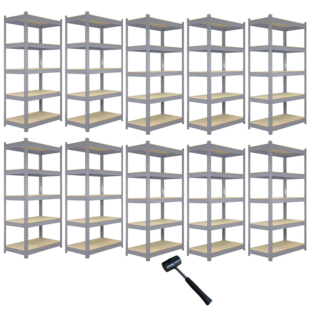 Monster Racking Q-Rax Garagenregal Kellerregal Lagerregal Werkstattregal Schwerlastregal Industrieregal Stahlregal Regal Stahl 5 Regalböden 90cm B x 50cm T x 180cm H Regaleinheit Lagerraum Grau