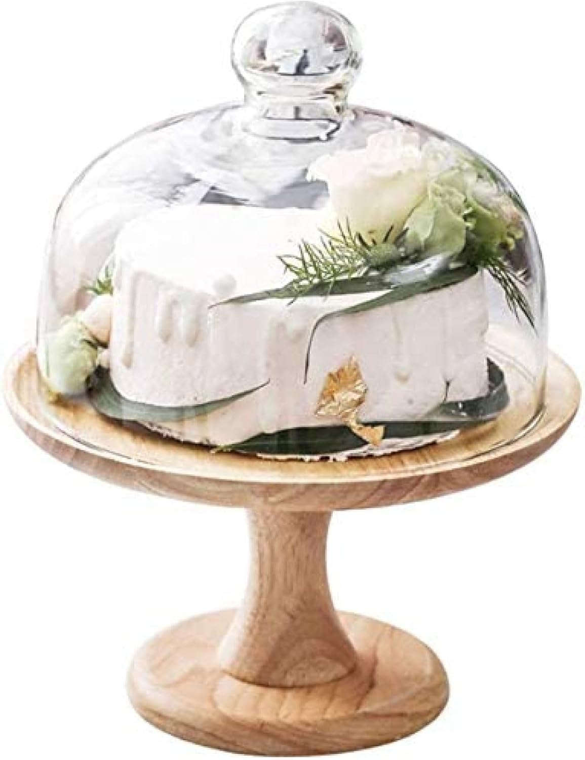 Stojak Na Ciasto Z Kopułą, Stojak Na Tort Weselny Z Pokrywką, Drewniane Stojaki Na Ciasto Ze Szklaną Kopułą, Miski Na Owoce Z Przezroczystą Pokrywką, Stojaki Na Desery Na Tort Urodzinowy, S