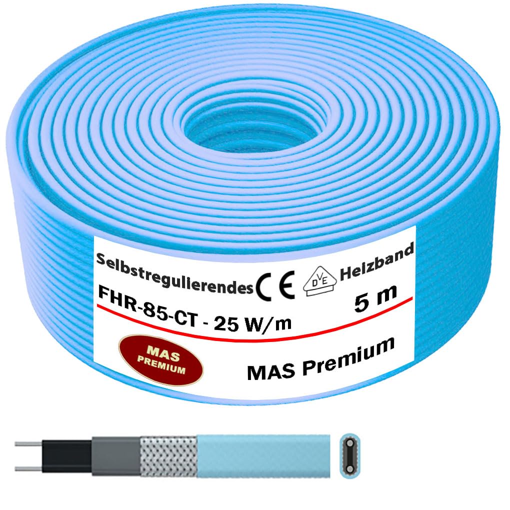 Heizkabel Selbstregulierendes Heizband HEAT Regular-85-CT Selfregulating Heating Cable 25w/m 5–100m Rohrheizung Begleitheizung Wasserleitung Dachrinnenheizung Frostschutzkabel 10°- 85°C (5m)
