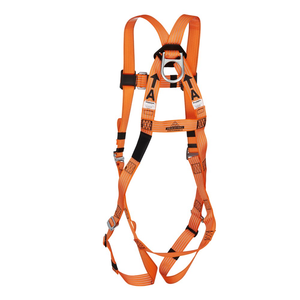 PeakWorks Contractor Series Safety Harness - Full Body Safety Harness - CSA & ANSI Compliant Fall Protection - 310 lbs Capacity - Universal Size (Multiple Classes & Leg Buckle Types)
