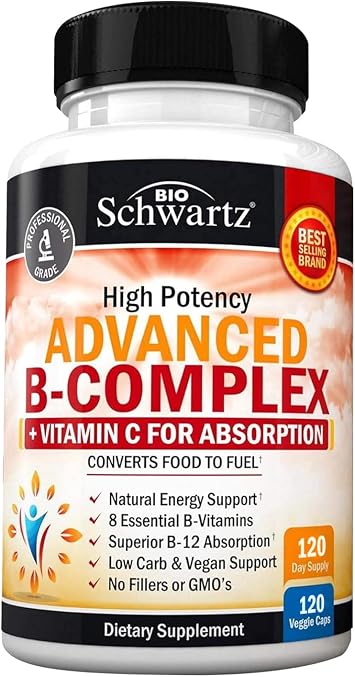 Vitamin B Complex with Vitamin C for Maximum Absorption, 120 Capsules