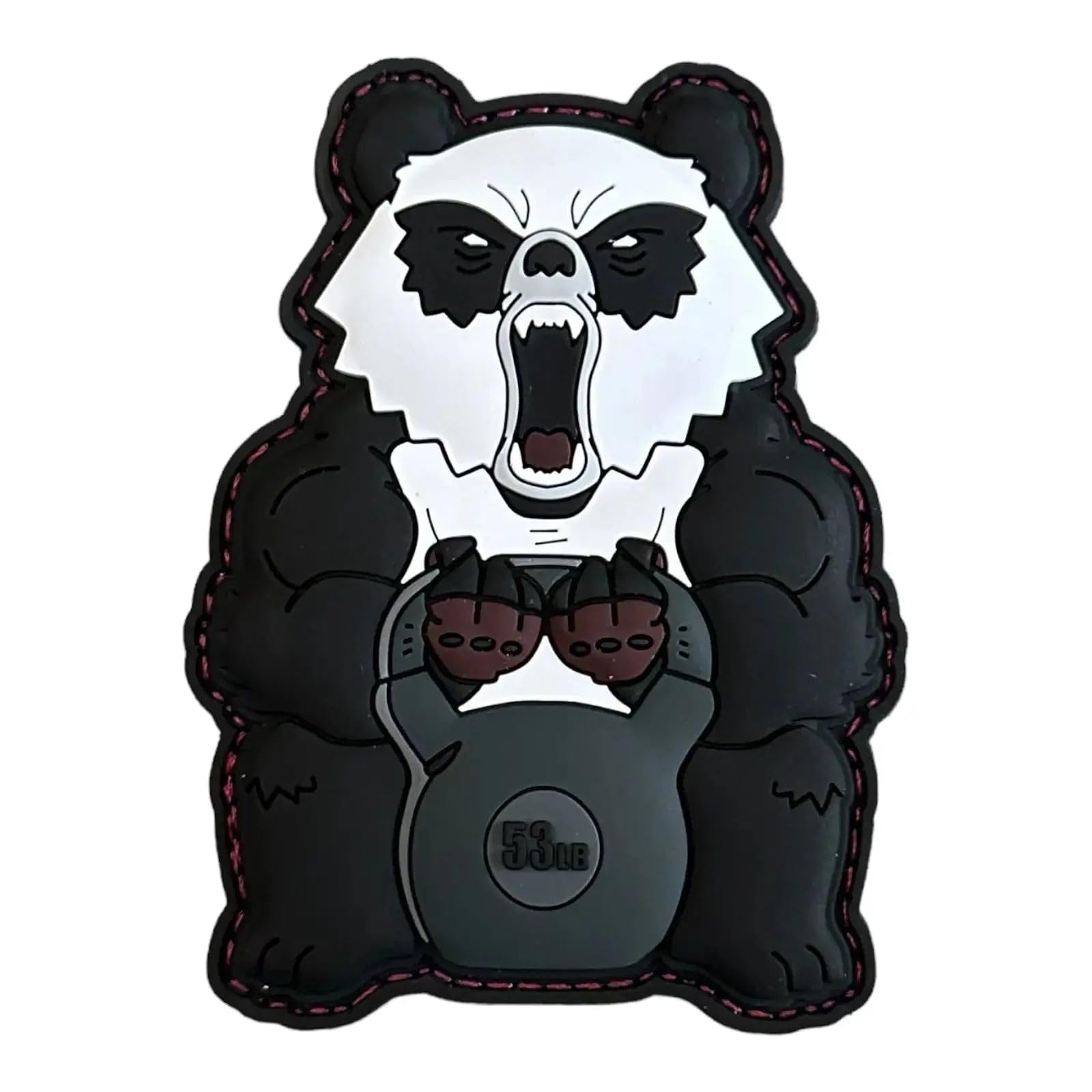 Patchlab Panda Kettlebell 53lb PVC Morale Patch with Hooks for All Fitness Funcional and Also Powerlifting, Strength/Cross Training, Deadlift, Weight Lifting Athletes with Backpack