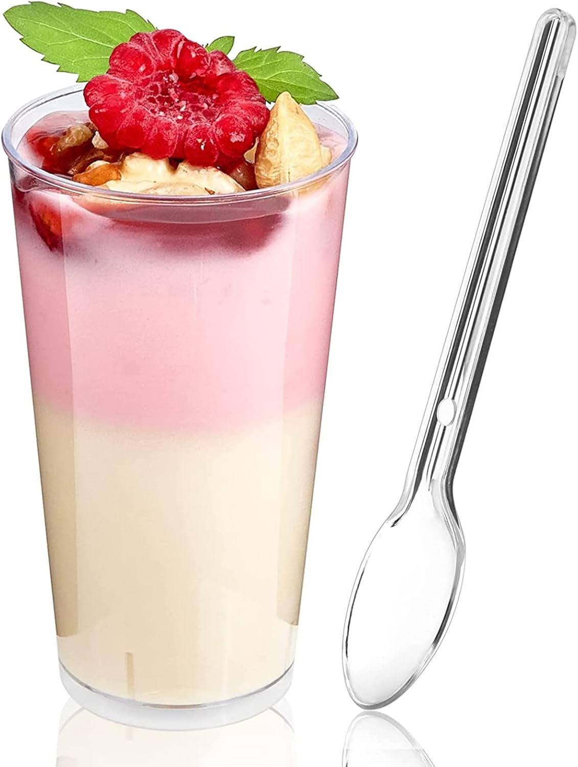 TOFLEN 50ct 3 oz Mini Dessert Cups with Spoons Clear
