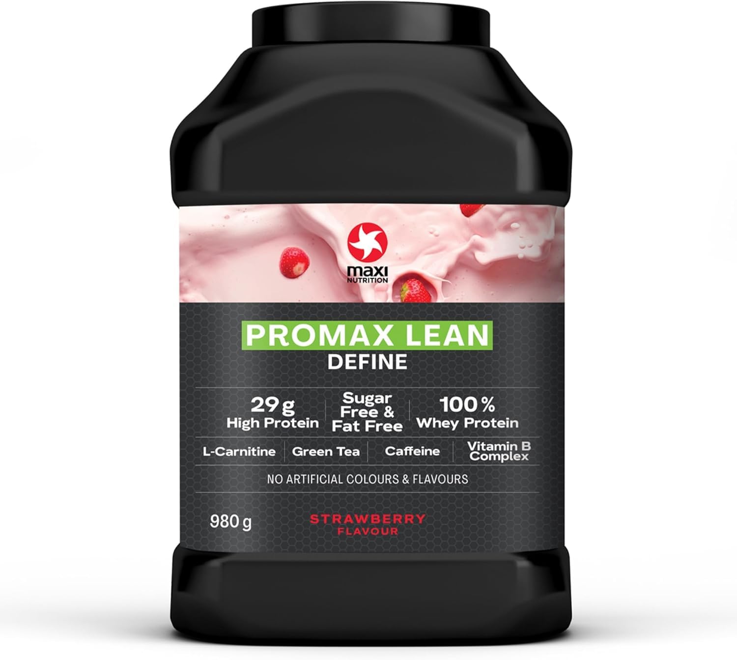 MaxiNutritionPromax Lean, Strawberry - Whey Protein Powder for Weight Loss and Lean Muscle Development – Sugar Free and Fat Free, Vegetarian-Friendly, 29g Protein, 128 kcal per Serving, 980g