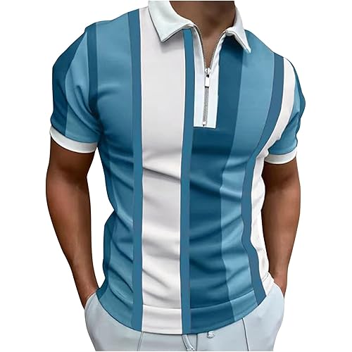 Long Sleeve Men Color Splice Print Blouse T Shirt Turn Down Short Sleeve Tops T Shirt