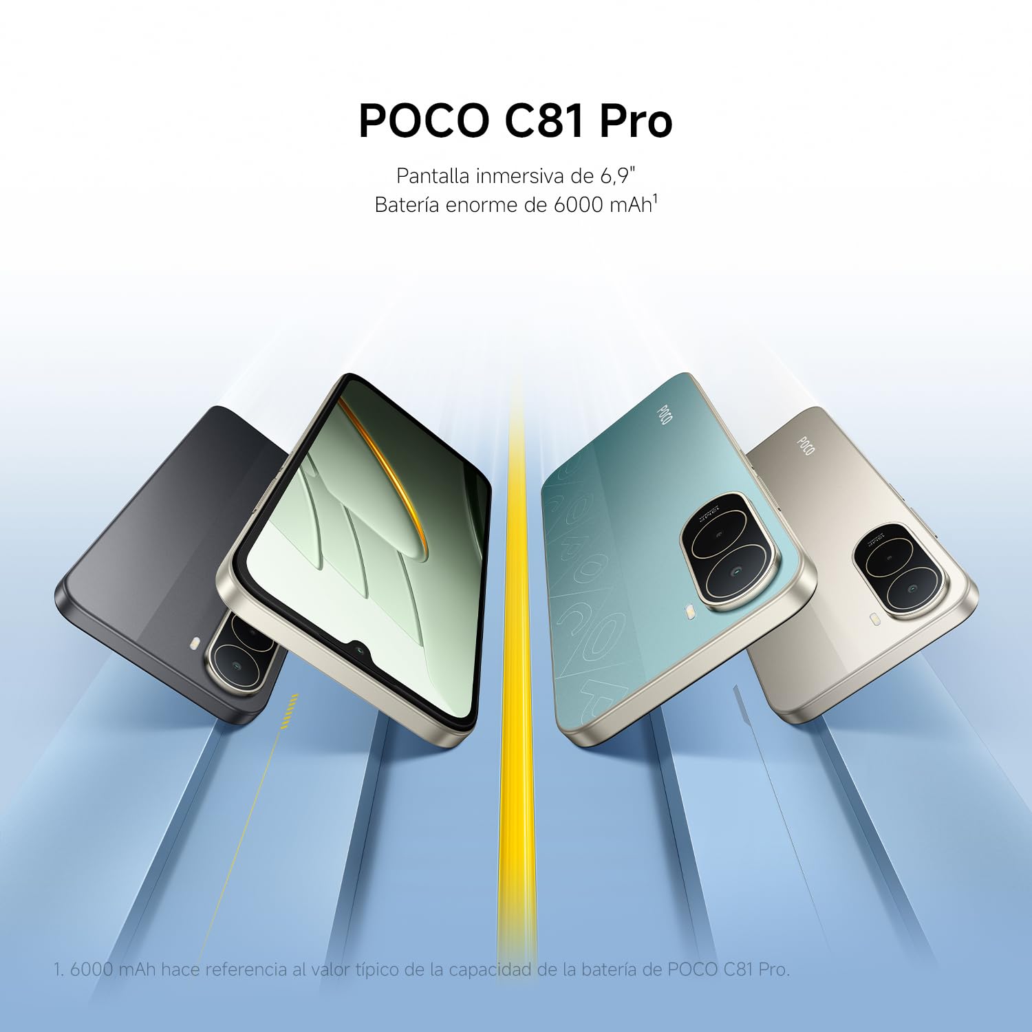 XIAOMI POCO C81 Pro Smartphone 4+256 GB Verde Batería de 6000 mAh | Pantalla inmersiva de 6,9", Teléfono con diseño elegante y refinado, Cámara dual AI de 13 MP, 1 año de garantía adicional