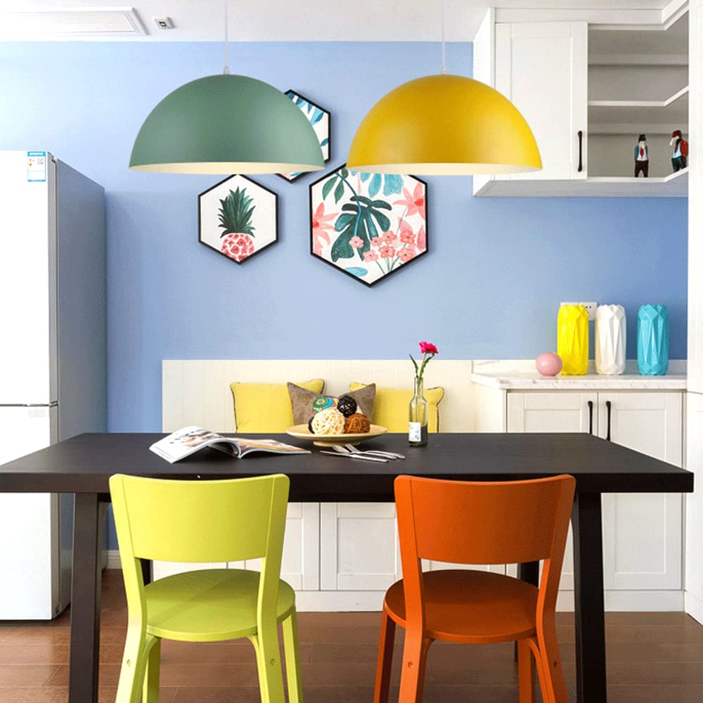 RCIDOS Accesorio Iluminación Techo Creativo Semicircular Simplicidad Lámpara Suspensión Tradicional Lámpara Colgante Metal Europea Accesorio Iluminación Macarrón Estilo Chino para Cocina, Casa T