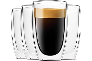 LUXU 16 Oz Double Walled Glass Coffee Mugs