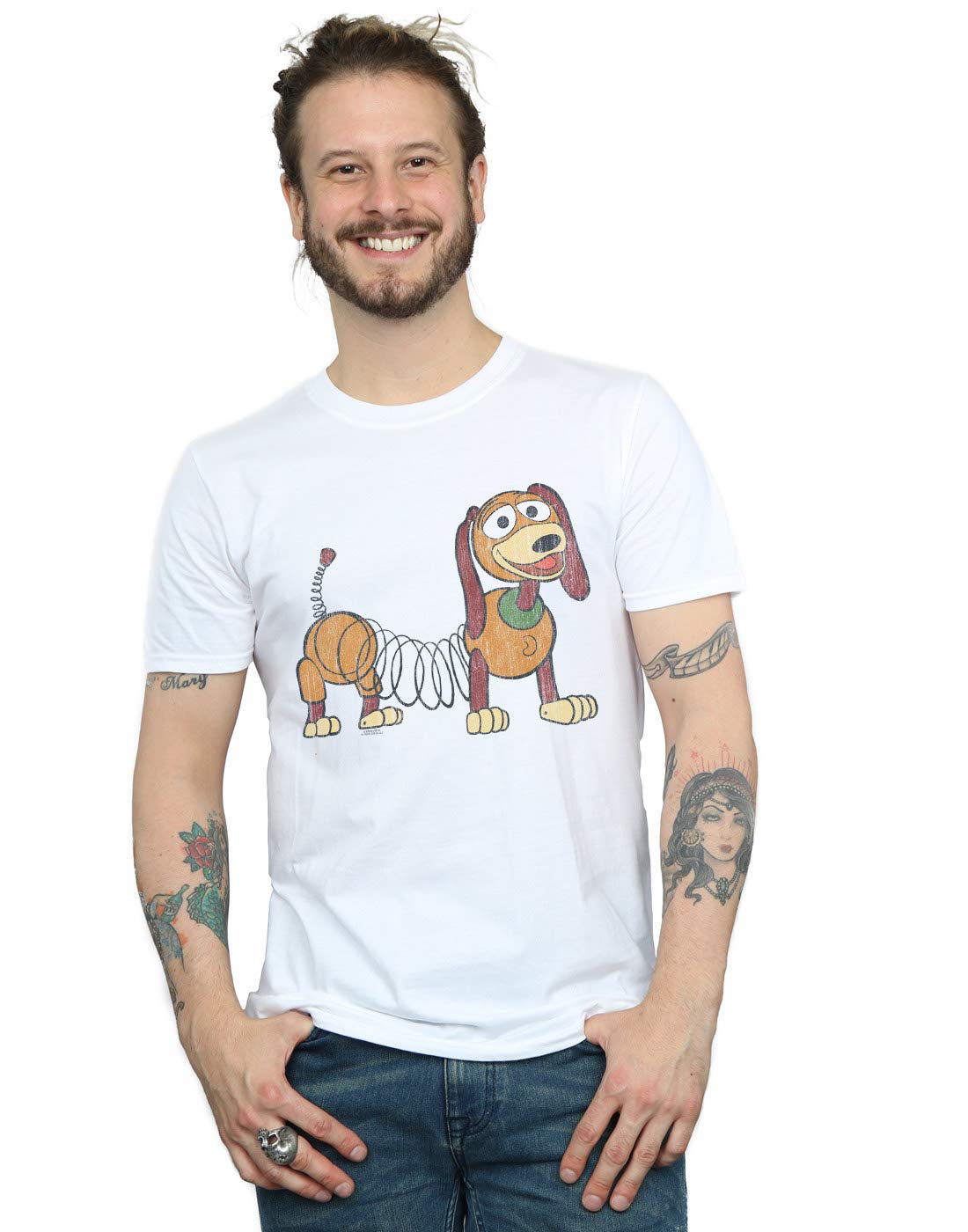 Disney Men's Toy Story 4 Slinky Pose T-Shirt White Small