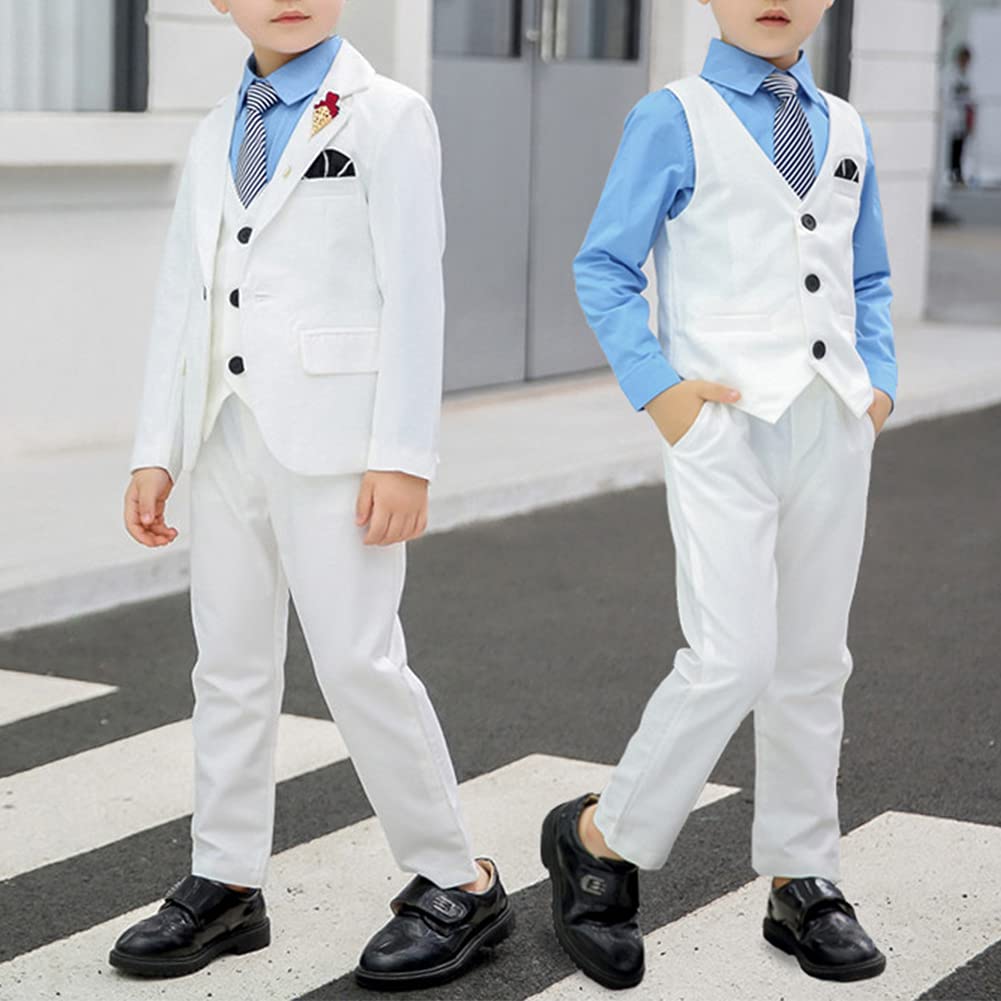 Traje de Boda para 2-12 Años Niños Trajes de Ajustado Traje Formal a Cuadros Trajes de Ceremonia para Niños Graduación Traje Chicos Conjunto de Traje Elegante para Bautizo Comunión Traje de Esmoquin