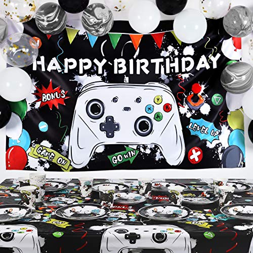 Wernnsai Watercolor Video Game Birthday Party Supplies - Game Theme Party Decorations For Boys Birthday Backdrop Balloons Plates Cups Napkins Tablecloth Cutlery Bags Tableware Set Serves 16 Guests 152 Pcs thumb #6