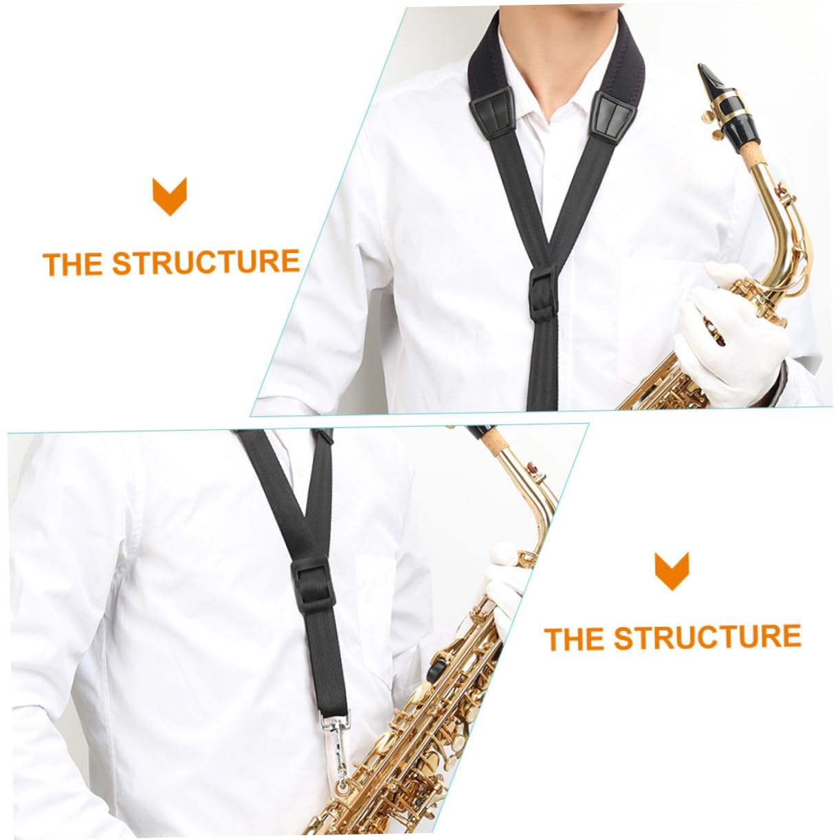 Abaodam 3pezzi Regolabile Per Saxofono Tracolla Comfort Per Tenore e Soprano Gancio Per Musicisti