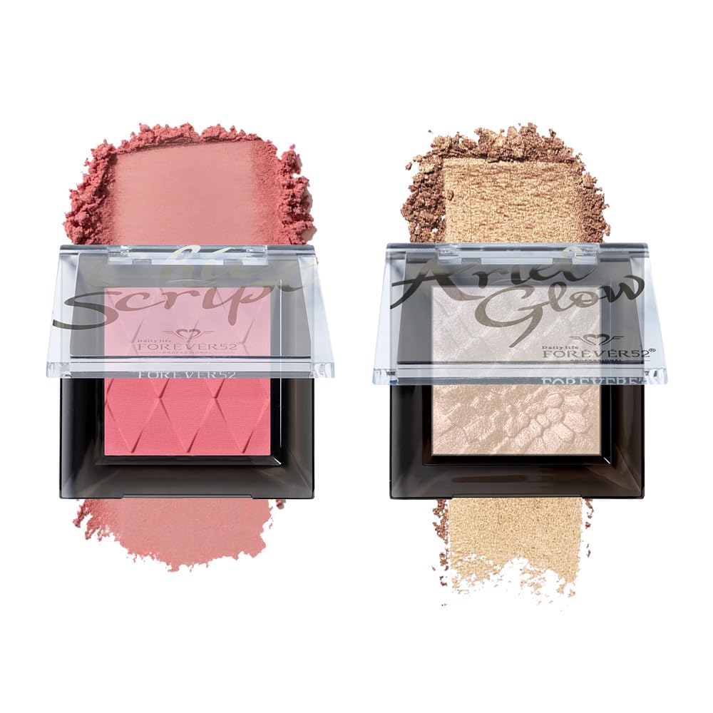 Daily Life Forever52 Sensational Glow Duo - Chic Script Blush + Ariel Glow Highlighter | Radiant Flush & Luminous Highlight | Smooth, Blendable, Long-Wear Formula for a Sculpted Highlighter (Crismon-06& Scuba-04)-image-49