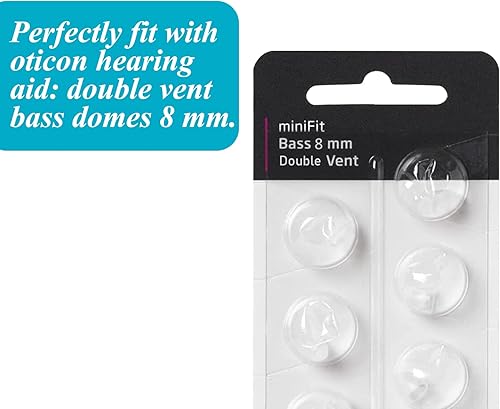 Miniatura 3 de Cúpulas de audífonos para reemplazos Oticon, Cúpulas para graves de doble ventilación Oticon Minifit (0.315 in2 paquetes), cúpulas universales para