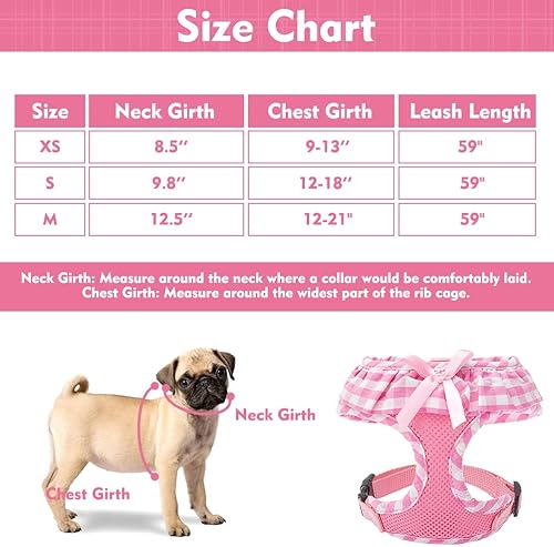 Miniatura 5 de Arnés moderno con estampado escocés para mascotas como perros y gatos., m, Rosado