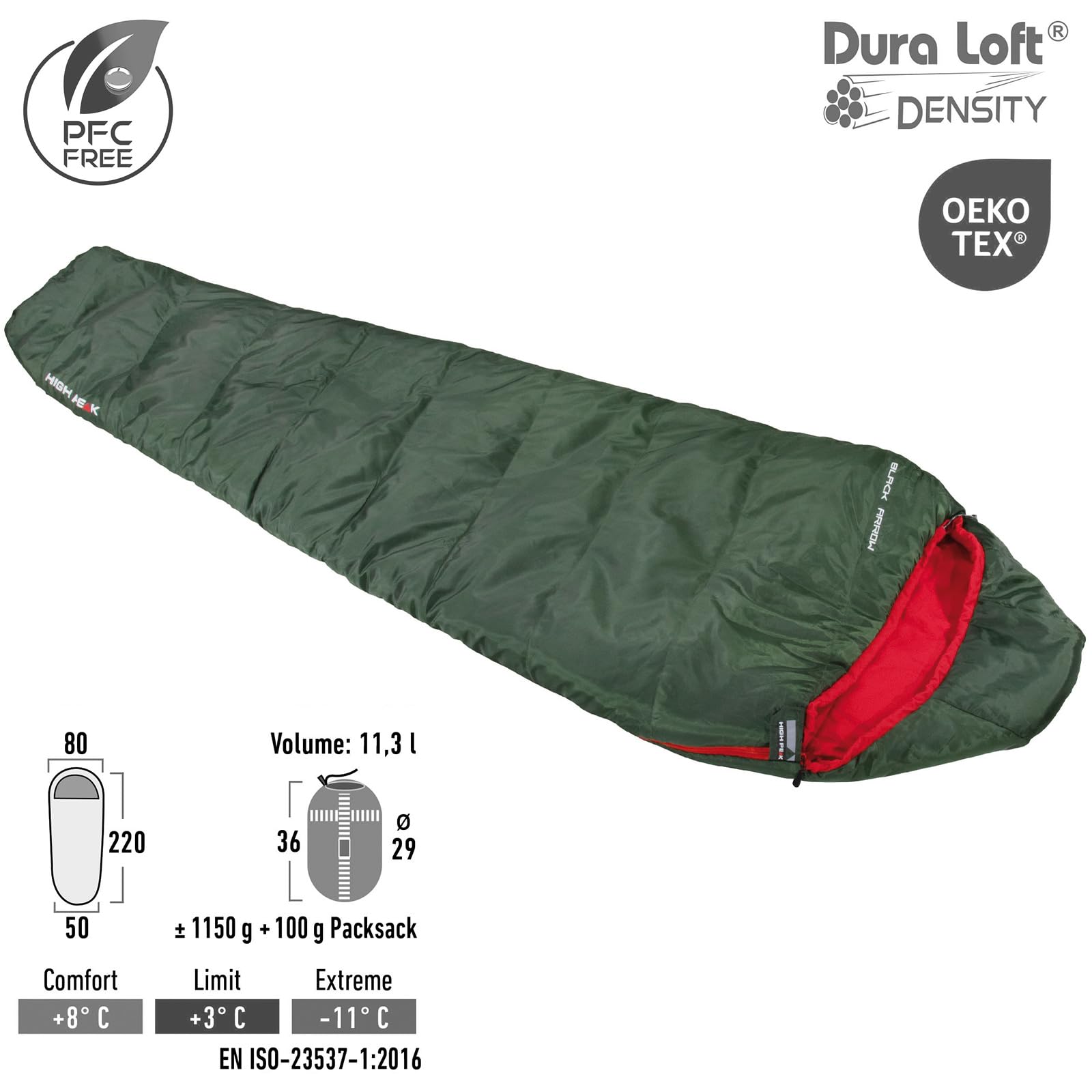 High Peak Śpiwór mumia Black Arrow ECO letni śpiwór trekkingowy lekki