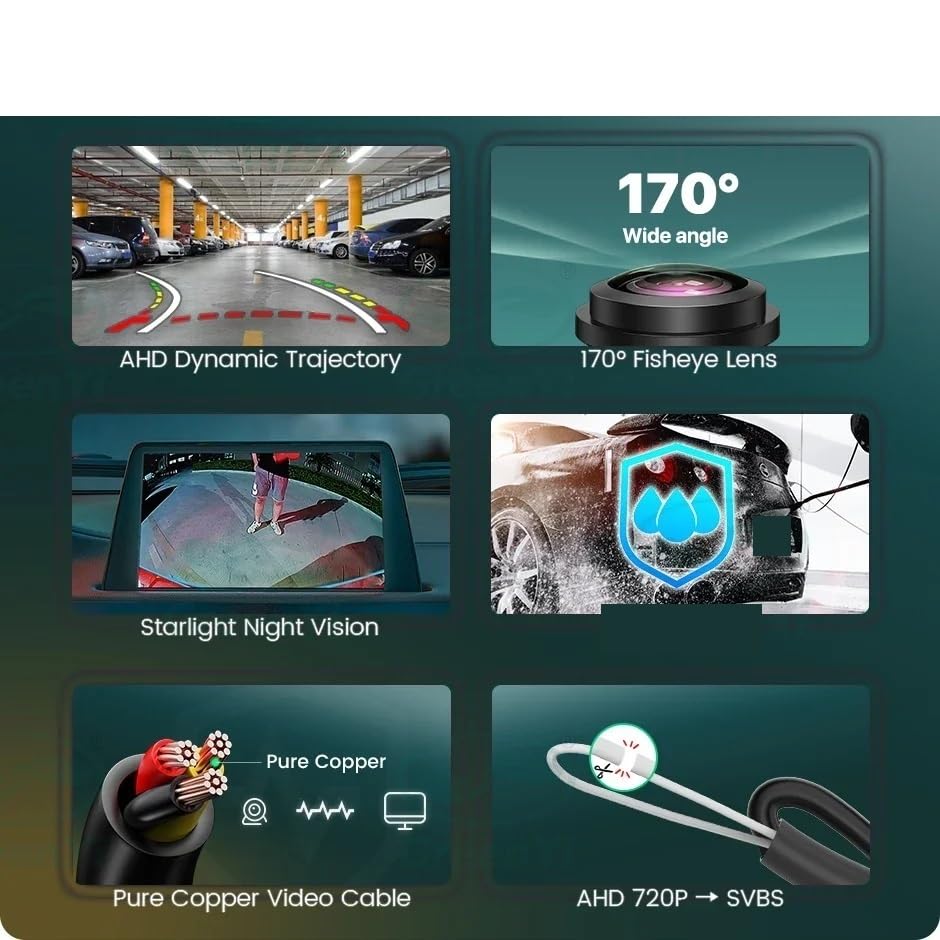Vue arrière pour voiture AHD 720P avec caméra recul voiture dynamique intégrée