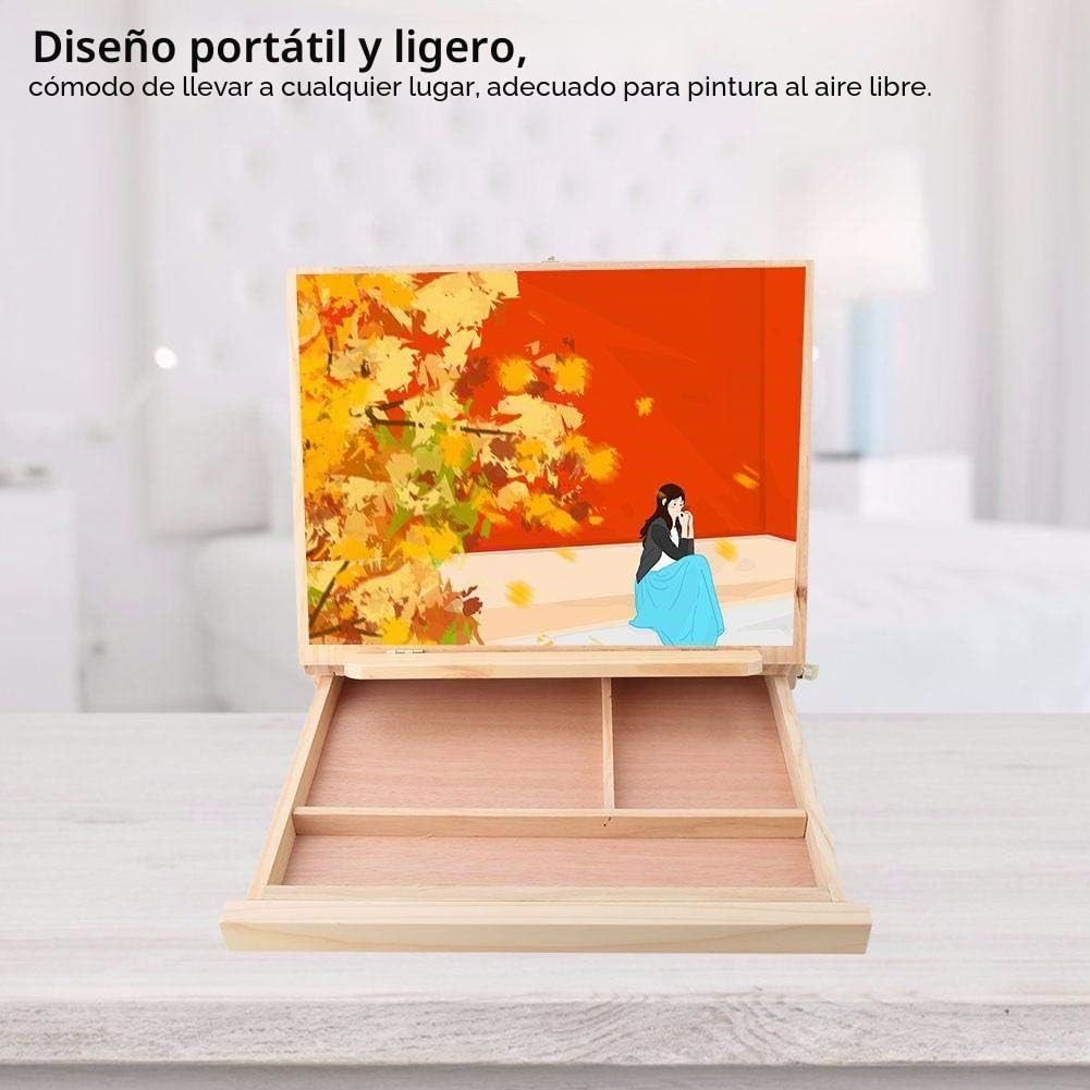 Caballete plegable, Caballete de artista plegable ajustable Dibujo Pintura Caballete de mesa portátil Caja con cajón