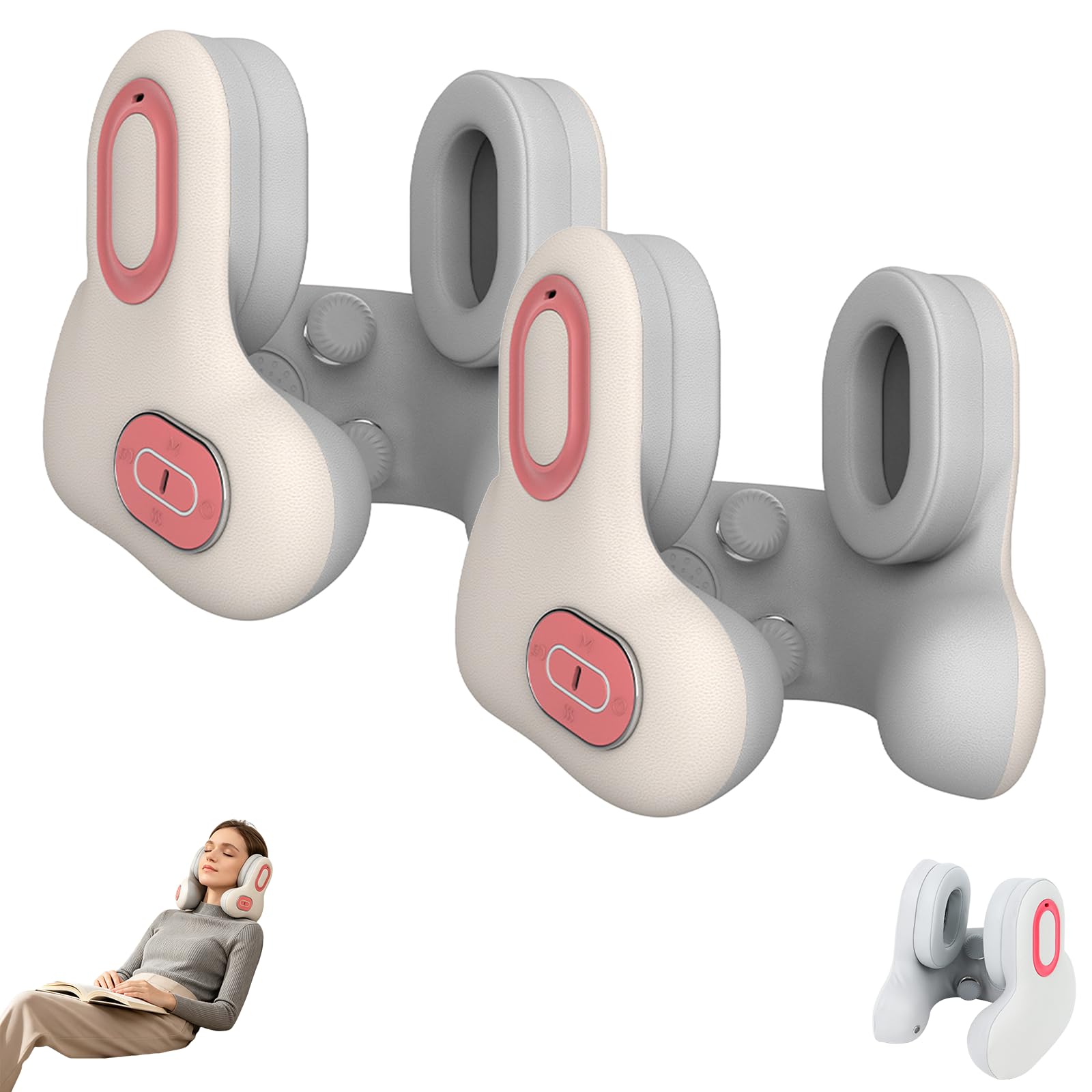 Nackenmassagegerät mit Bluetooth Kopfhörern, ANC Geräuschunterdrückung, Massierendes Nackenkissen, Nackenstützkissen Auto, Memory‑Schaum Nackenkissen Reise für Zuhause, Reisen, Büro，2 Stück