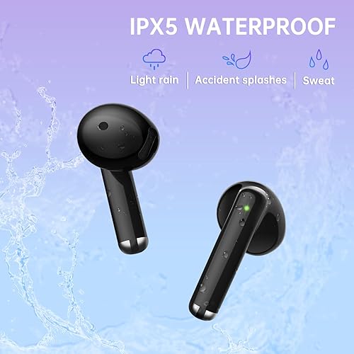 Miniatura 7 de Auriculares inalámbricos Bluetooth 5.3 con graves profundos, estéreo de alta fidelidad, con 4 micrófonos, cancelación de ruido, IPX5, impermeables,