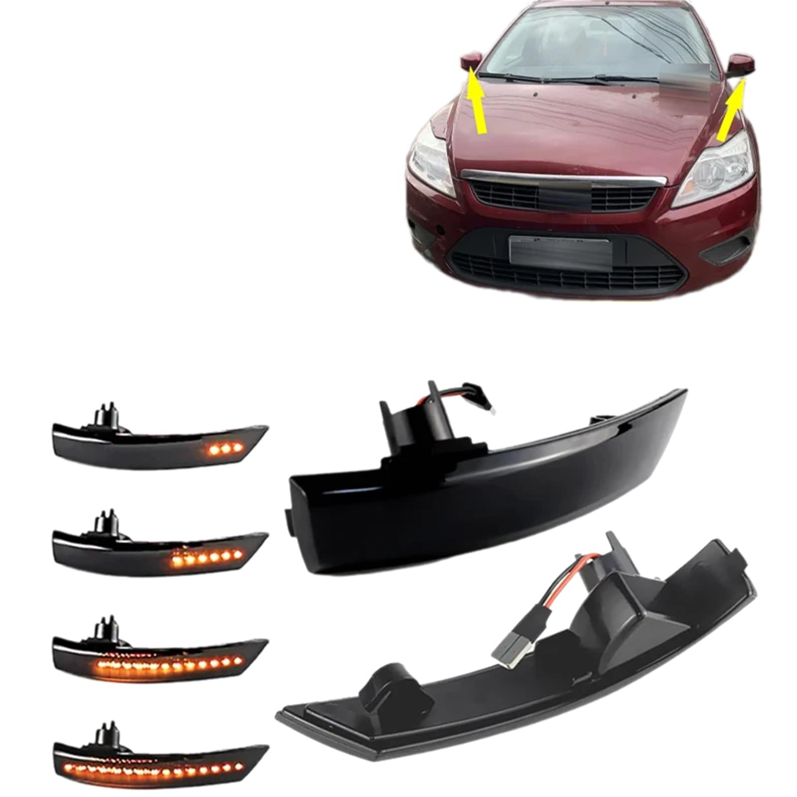 2 sztuki dynamicznych kierunkowskazów, lampka kontrolna, do Forda, Focusa, Mk2, 3 Mk3 .5, Mondeo, Mk4 Światło kierunkowskazu lusterka bocznego