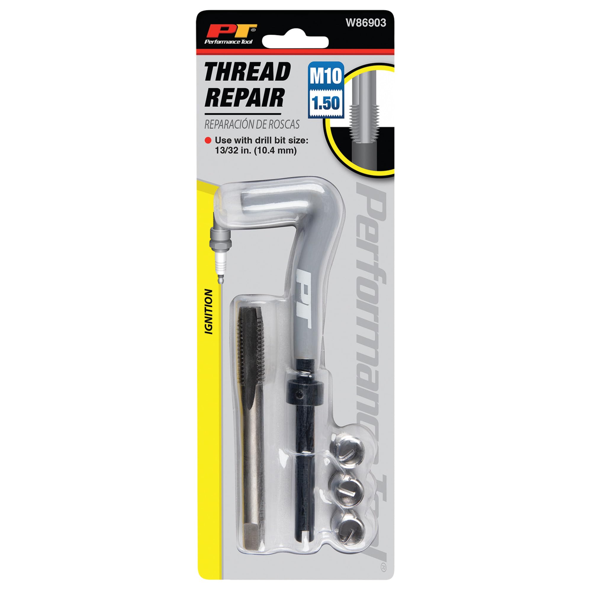 Performance Tool W86903 M10-1.50 Kit de reparación de rosca, acero inoxidable