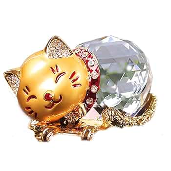 Amazon.co.jp: 幸運招き猫 水晶 風水グッズ クリスタル 車の装飾