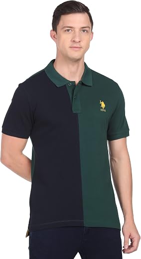 U.S. POLO ASSN. Regular Fit Solid Polo T-Shirt for Men, Tipped Collar - Half Sleeves Casual Mens Tshirt