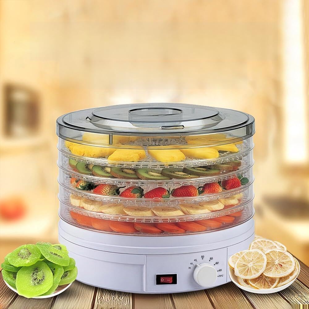 Electric Food Dehydrator Machine 5 Tray Tier Fruit Dryer Beef Jerky Herbs Dryer with Adjustable Thermostat