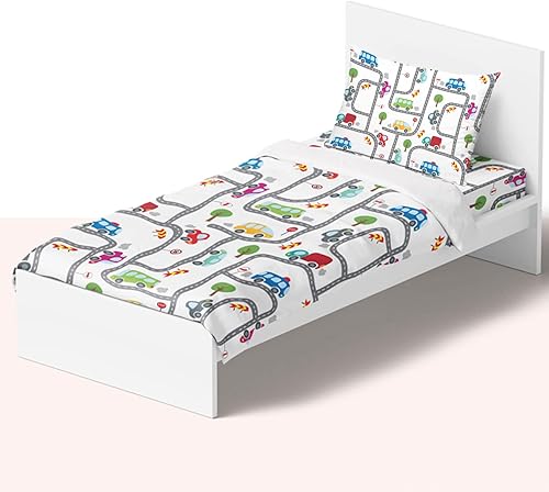 Miniatura 2 de Nikki Peter - Juego de sábanas para niños y niñas, 100 % algodón, sábanas de automóvil tamaño individual, juego de sábanas súper suaves de fácil