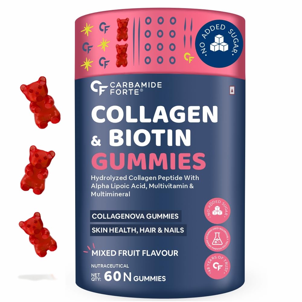 Collagen Supplements For Skin | Hair Gummies For Women Hair Growth | Biotin Gummies For Hair Growth & Skin Health For Women & Men | Mixed Fruit Flavour - 60