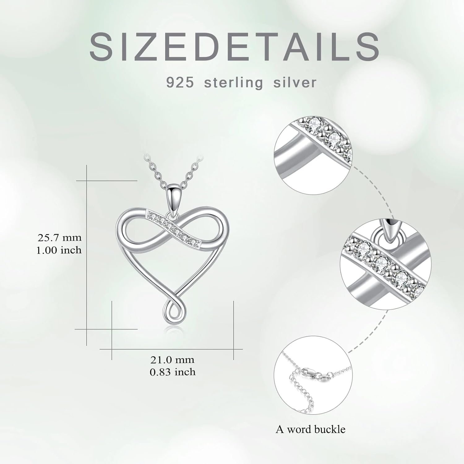Diamond Heart Necklace for Women S925 Sterling Silver Lab Grown Diamond Infinity Necklace Love You Forever Gift for Mom Her - Image 4