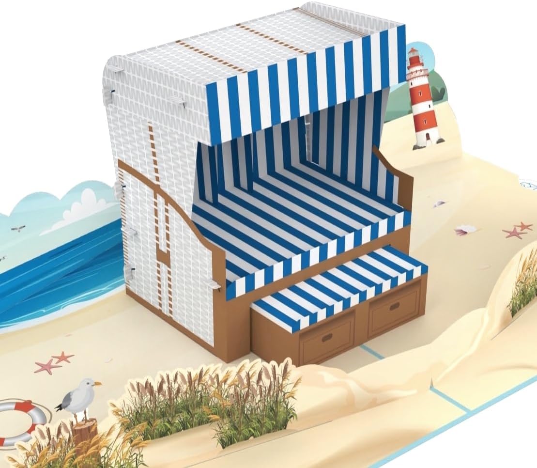 3D Pop-Up Karte „Einsame Insel“ – Ca. 15x15 Cm, Urlaubsgrußkarte Mit Traumstrand-Motiv