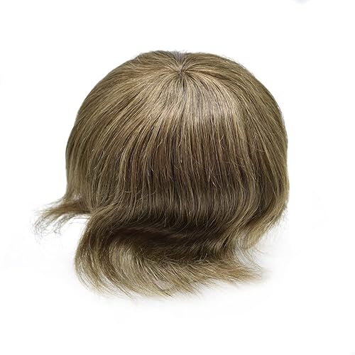 Miniatura 7 de Toupee para hombre 100% cabello humano real tupé para hombres 0.004 in piel de poliuretano para hombre, sistema de reemplazo de piezas de pelo de